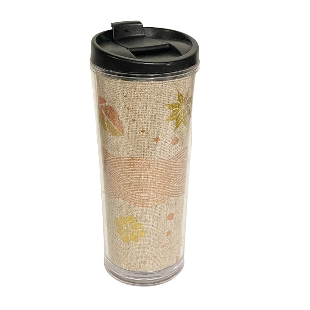 2013 Starbucks Fall Tumbler Travel Mug Fall Metallic Sparkly Burlap 16oz